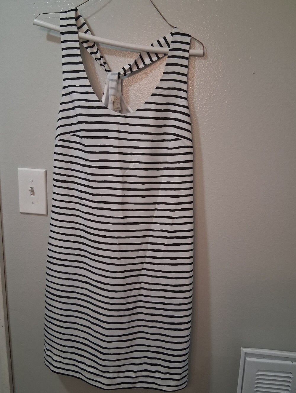 J. Crew Black and White Striped Racerback Mini Dress